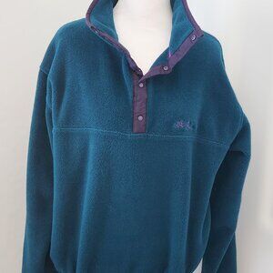 Vintage LL Bean T Snap Pullover Fleece Jacket Women's Green Medium